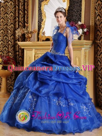 Consuelo Dominican Republic The Super Hot Spaghetti Straps Pick-ups Blue Quinceanera Dress