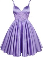 Lilac Sleeveless Lace Knee Length Vestidos de Damas(SKU SWBD128-10BIZ)