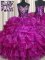 Glittering Purple Organza Lace Up Sweetheart Sleeveless Floor Length Sweet 16 Quinceanera Dress Beading and Ruffles and Sequins