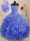 Captivating Sweetheart Sleeveless Lace Up Sweet 16 Dress Blue Organza