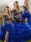 Sleeveless Embroidery and Ruffled Layers Lace Up Sweet 16 Dresses