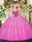 Romantic Fuchsia Sleeveless Beading and Ruffles Floor Length Sweet 16 Dresses