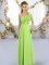 One Shoulder Sleeveless Chiffon Quinceanera Dama Dress Hand Made Flower Lace Up