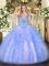 V-neck Sleeveless Organza Quinceanera Gown Beading and Ruffles Lace Up