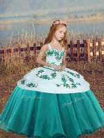 Custom Made Floor Length Ball Gowns Sleeveless Teal Little Girls Pageant Dress Lace Up(SKU PAG1280-12BIZ)
