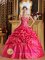 Gorgeous Hot Pink Quinceanera Dress Strapless Floor-length Taffeta Ball Gown with Appliques, Embroidery And Pick-ups In Hatfield South Africa