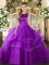 Fantastic Floor Length Ball Gowns Sleeveless Eggplant Purple Ball Gown Prom Dress Lace Up