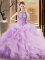 Super Lilac Vestidos de Quinceanera Scoop Sleeveless Brush Train Lace Up