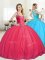 Flirting Straps Coral Red Tulle Zipper 15th Birthday Dress Sleeveless Floor Length Beading