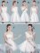 Scoop Sleeveless Dama Dress for Quinceanera Mini Length Lace and Bowknot White Tulle