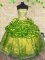 Olive Green Sleeveless Beading and Embroidery Floor Length Sweet 16 Dresses