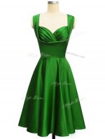Sleeveless Taffeta Knee Length Lace Up Quinceanera Court of Honor Dress in Green with Ruching(SKU SWBD145-11BIZ)