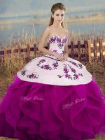 Sweetheart Sleeveless Tulle 15 Quinceanera Dress Embroidery and Ruffles and Bowknot Lace Up(SKU SJQDDT2147002-3BIZ)