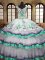 Straps Organza and Taffeta Sleeveless Floor Length Quinceanera Dresses and Embroidery and Ruffled Layers