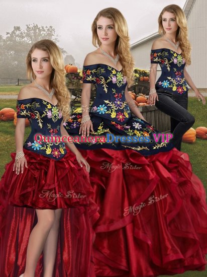 Trendy Sleeveless Lace Up Floor Length Embroidery and Ruffles Sweet 16 Dresses - Click Image to Close