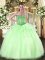 Pretty Floor Length Lace Up Quinceanera Dresses Apple Green for Sweet 16 and Quinceanera with Beading