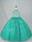 Glittering Floor Length Lace Up 15th Birthday Dress Turquoise for Sweet 16 and Quinceanera with Beading and Appliques