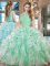 On Sale Sleeveless Floor Length Lace and Ruffles Lace Up Quinceanera Gowns with Apple Green