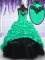 Spectacular Turquoise Quinceanera Gown Military Ball and Sweet 16 and Quinceanera with Appliques and Ruffles and Pick Ups Sweetheart Sleeveless Sweep Train Lace Up