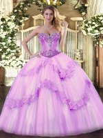 Hot Selling Tulle Sleeveless Floor Length 15th Birthday Dress and Beading