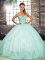 Floor Length Lace Up Quinceanera Dress Apple Green for Military Ball and Sweet 16 and Quinceanera with Beading and Embroidery