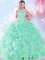 Halter Top Sleeveless Lace Up Quinceanera Gowns Apple Green Organza