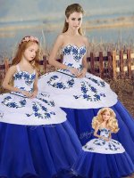 Noble Sleeveless Lace Up Floor Length Embroidery and Bowknot Vestidos de Quinceanera