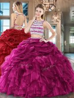 Scoop Sleeveless Backless Floor Length Beading and Ruffles and Pick Ups Quinceanera Gown(SKU SXQD047BIZ)