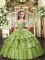 Beautiful Olive Green Sleeveless Floor Length Beading and Ruffled Layers Lace Up Little Girls Pageant Dress