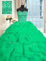 Elegant Sleeveless Brush Train Lace Up With Train Beading and Ruffles Ball Gown Prom Dress(SKU PSSW0343-4BIZ)