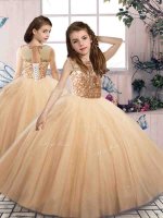 High Quality Scoop Sleeveless Lace Up Little Girls Pageant Dress Wholesale Champagne Tulle(SKU PAG1191BIZ)