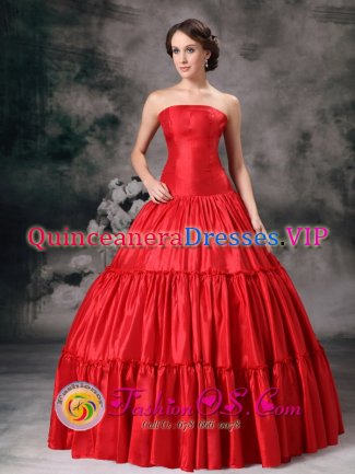 Weston FL Strapless Pleating SweetRed Quinceanera Dama Dress Custom Made