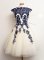 Custom Made Scalloped Sleeveless Vestidos de Damas Mini Length Appliques Blue And White Tulle