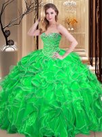 Vintage Floor Length Lace Up Quinceanera Dress for Military Ball and Sweet 16 and Quinceanera with Beading and Ruffles