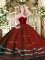 Sleeveless Tulle Floor Length Zipper Sweet 16 Dresses in Wine Red with Ruffled Layers