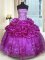 Customized Pick Ups Eggplant Purple Sleeveless Organza Lace Up Ball Gown Prom Dress for Military Ball and Sweet 16 and Quinceanera
