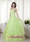 KaneoheHawaii/HI Sweet Yellow Green A-line Sweetheart Floor-length Organza Beading Quinceanera Dama Dress