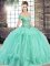 Ideal Floor Length Apple Green Sweet 16 Dress Off The Shoulder Sleeveless Lace Up