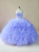 Ball Gowns Sweet 16 Dress Lavender Sweetheart Tulle Sleeveless Floor Length Lace Up(SKU PSSW0751BIZ)