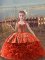 Orange Red Sleeveless Sweep Train Embroidery Pageant Dress for Teens