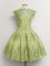 Scalloped Cap Sleeves Vestidos de Damas Knee Length Lace Yellow Green Tulle