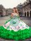 Floor Length Ball Gowns Sleeveless Green Military Ball Dresses Lace Up