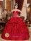 Amarillo TX Gorgeous Wine Red Pick-ups Appliques Christmas Party Dress With Beaded Decorate