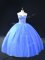 Exceptional Sweetheart Sleeveless Ball Gown Prom Dress Floor Length Beading Blue Tulle