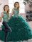 Beauteous Sleeveless Lace Up Floor Length Beading and Ruffles Ball Gown Prom Dress