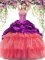 Ideal Beading and Ruffled Layers and Pick Ups Sweet 16 Dresses Multi-color Lace Up Sleeveless With Brush Train