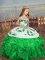 Custom Design Ball Gowns Kids Formal Wear Green Straps Organza Sleeveless Floor Length Lace Up