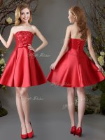Red Sleeveless Mini Length Appliques and Bowknot Lace Up Quinceanera Dama Dress(SKU BMT0210CBIZ)