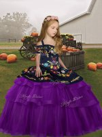 Floor Length Ball Gowns Sleeveless Purple Pageant Dress for Womens Lace Up