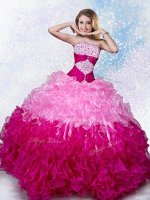 Noble Multi-color Ball Gowns Beading Quinceanera Dress Lace Up Organza Sleeveless Floor Length